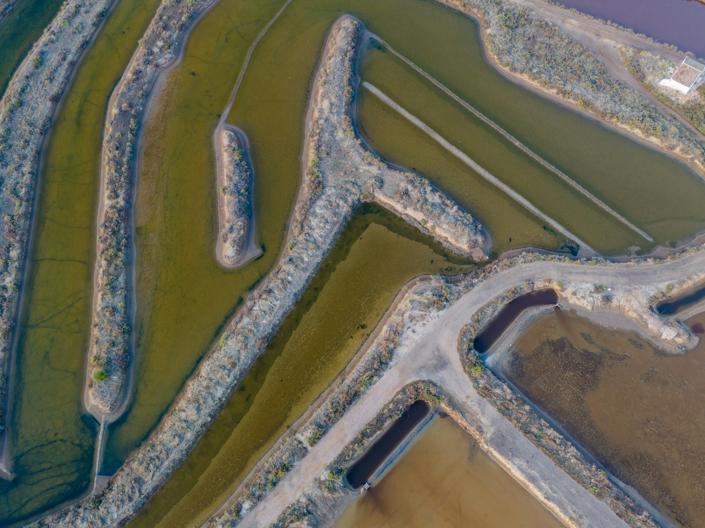 Aerial view of engineered water and land systems